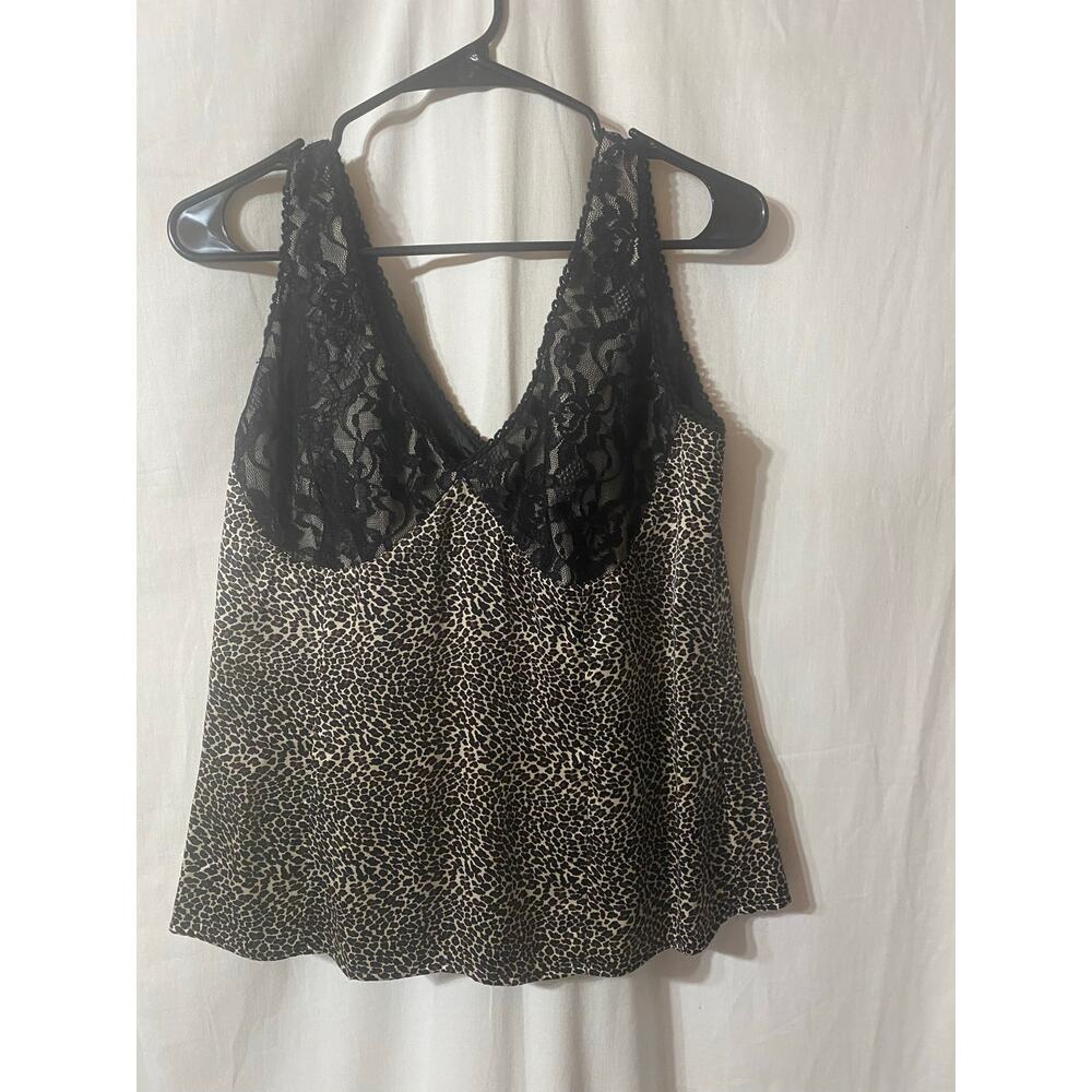 Spiegel Y2K Lace Cheetah Print Babydoll Tank Silk Vintage Clubbing Going out 12